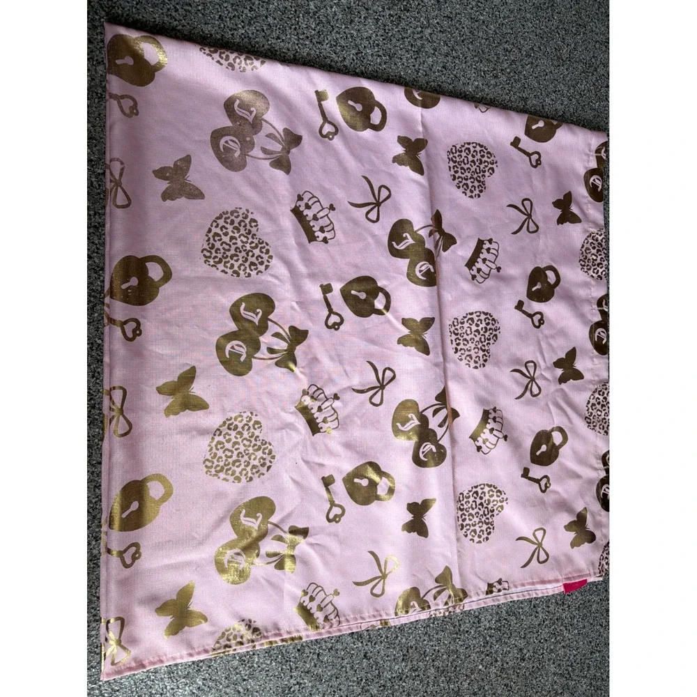 Juicy Couture Home Pink Gold Foil Heart Crown Butterfly Tablecloth Y2K Glam